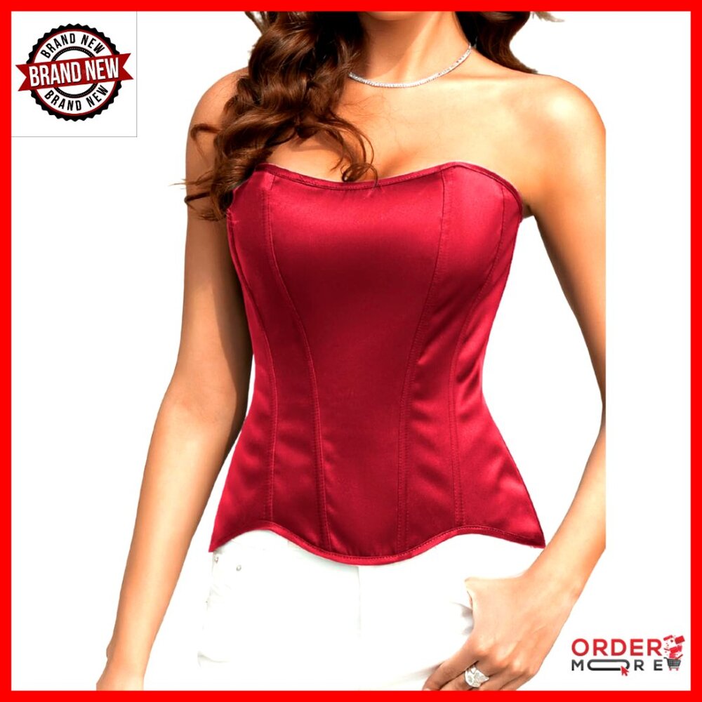 Satin Corset Shapewear Strapless Lace-Up Elegant Wedding Dinner Outfit